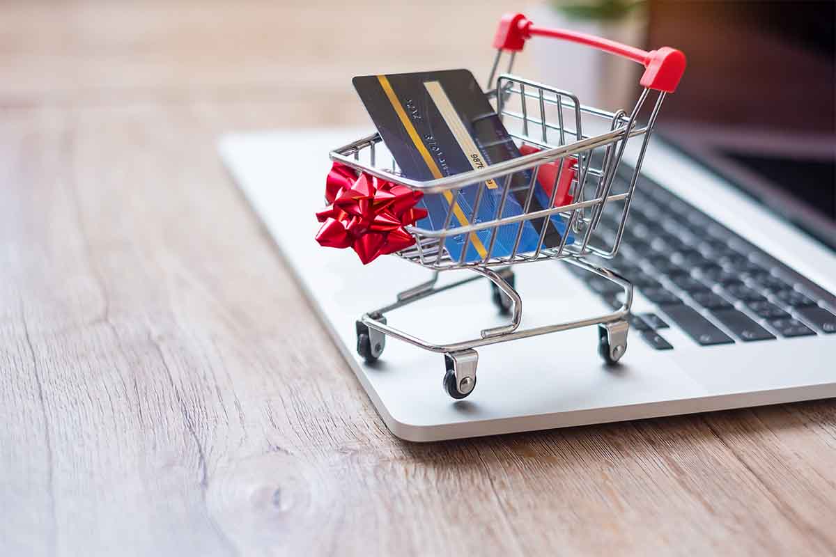 A photo illustration showing online shopping