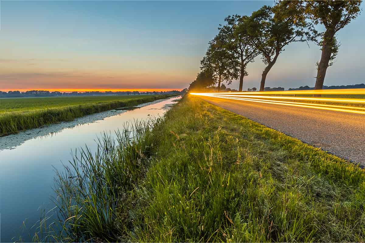 A generative AI photo illustration showing an open landscape in the Netherlands.