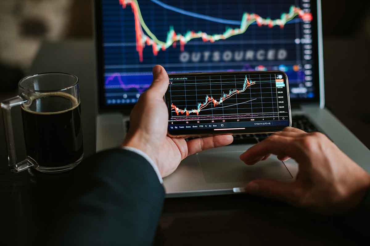 Photo illustration of a stock trader