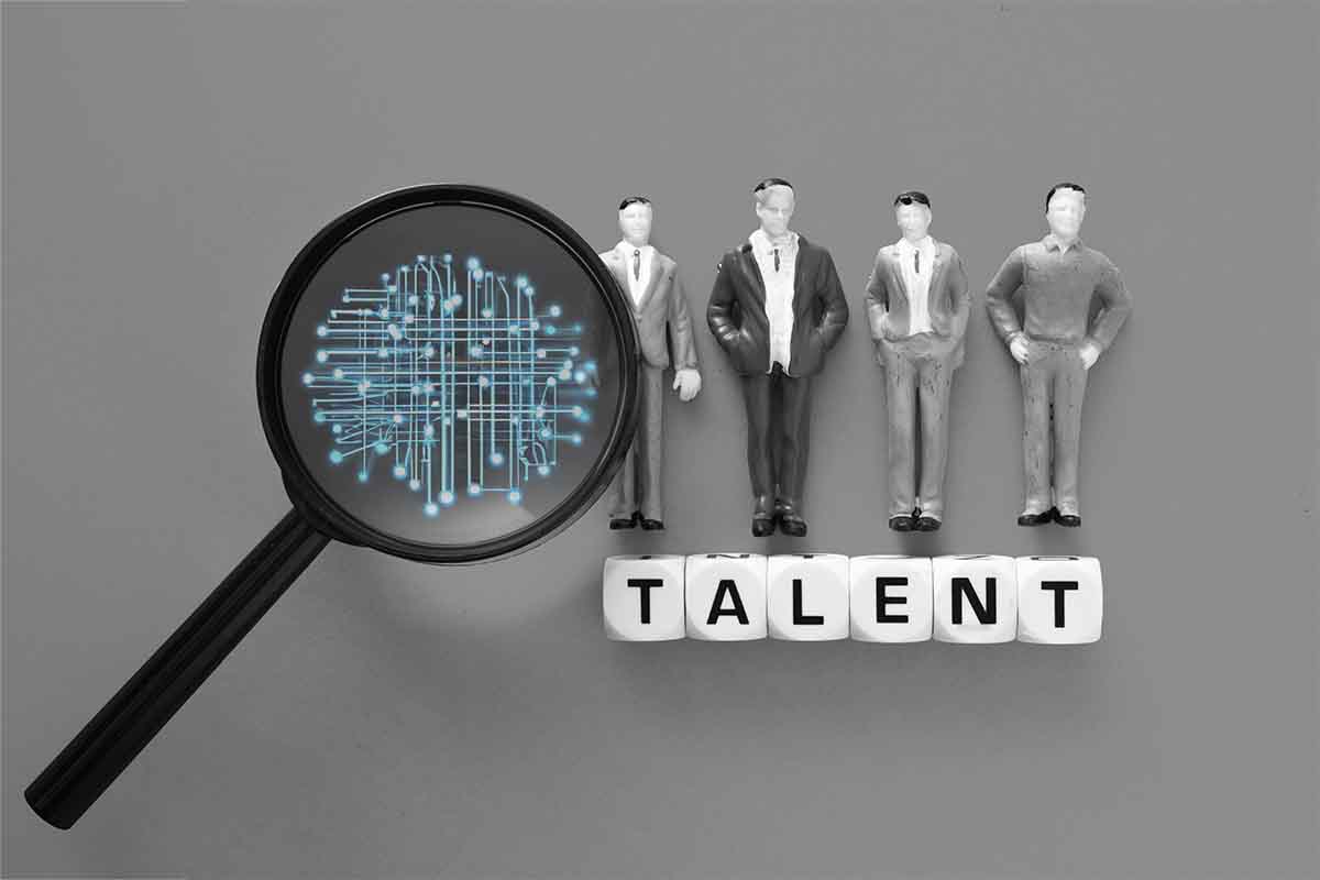 A generative AI photo illustration showing the search for tech talent.